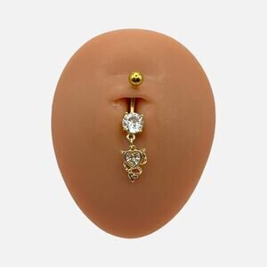 Gold Devil Heart Belly Button Ring